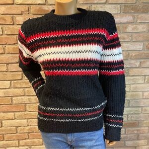 Minnesota Woolen Sweater Black, Red, & White Vintage Women's Medium 1960s